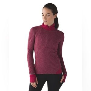 Lululemon Runderful 1/2 Zip Mini Check Pique Bordeaux Drama Heathered Berry